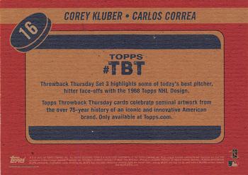 2018 Topps Throwback Thursday #16 Corey Kluber / Carlos Correa Back