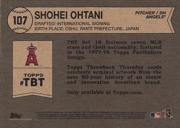 2018 Topps Throwback Thursday #107 Shohei Ohtani Back