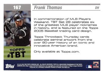 2018 Topps Throwback Thursday #167 Frank Thomas Back