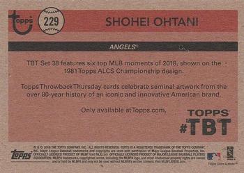 2018 Topps Throwback Thursday #229 Shohei Ohtani Back
