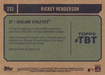 2018 Topps Throwback Thursday #233 Rickey Henderson Back