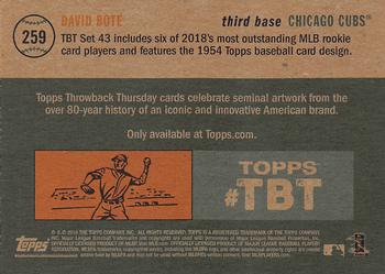 2018 Topps Throwback Thursday #259 David Bote Back