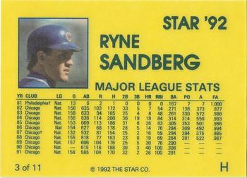 1992 Star Ryne Sandberg #3 Ryne Sandberg Back