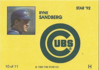1992 Star Ryne Sandberg #10 Ryne Sandberg Back