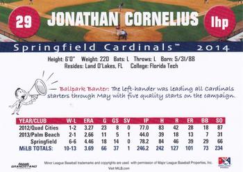 2014 Grandstand Springfield Cardinals #NNO Jonathan Cornelius Back
