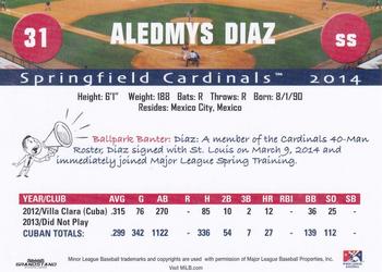 2014 Grandstand Springfield Cardinals #NNO Aledmys Diaz Back