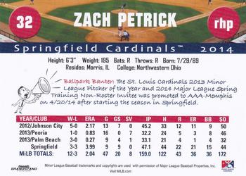 2014 Grandstand Springfield Cardinals #NNO Zach Petrick Back