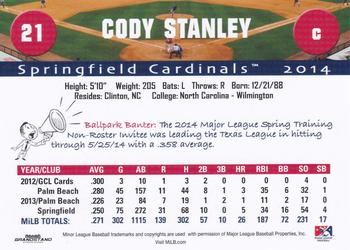 2014 Grandstand Springfield Cardinals #NNO Cody Stanley Back