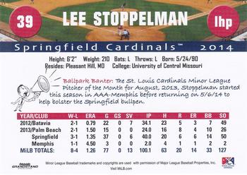 2014 Grandstand Springfield Cardinals #NNO Lee Stoppelman Back