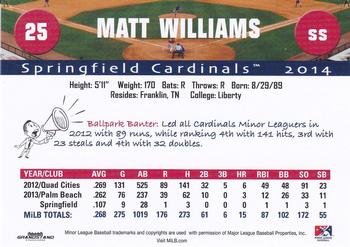 2014 Grandstand Springfield Cardinals #NNO Matt Williams Back