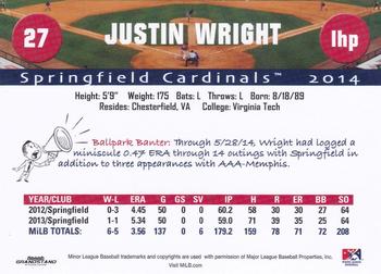 2014 Grandstand Springfield Cardinals #NNO Justin Wright Back