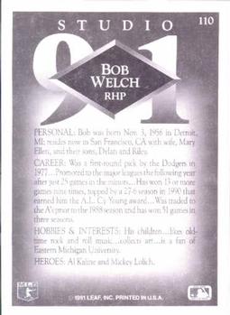 1991 Studio #110 Bob Welch Back