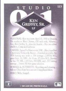 1991 Studio #113 Ken Griffey, Sr. Back