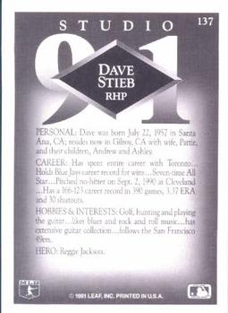 1991 Studio #137 Dave Stieb Back
