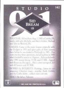 1991 Studio #142 Sid Bream Back