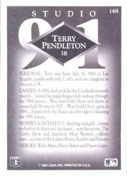 1991 Studio #148 Terry Pendleton Back