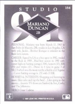 1991 Studio #164 Mariano Duncan Back