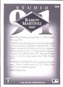 1991 Studio #184 Ramon Martinez Back
