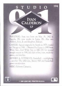 1991 Studio #194 Ivan Calderon Back