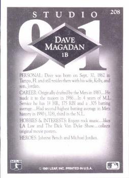 1991 Studio #208 Dave Magadan Back