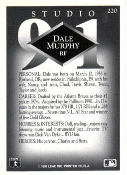 1991 Studio #220 Dale Murphy Back