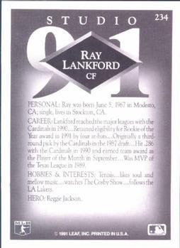 1991 Studio #234 Ray Lankford Back