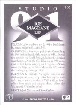 1991 Studio #235 Joe Magrane Back