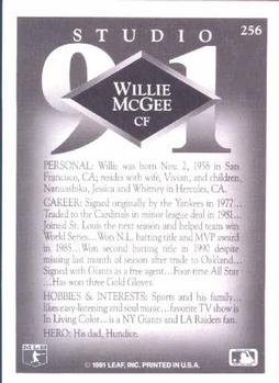 1991 Studio #256 Willie McGee Back