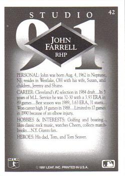 1991 Studio #42 John Farrell Back