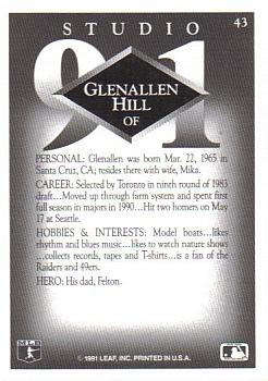 1991 Studio #43 Glenallen Hill Back