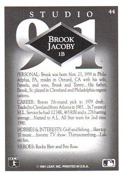 1991 Studio #44 Brook Jacoby Back