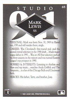 1991 Studio #48 Mark Lewis Back