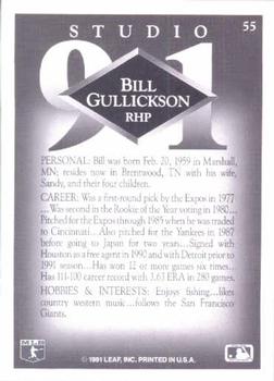 1991 Studio #55 Bill Gullickson Back