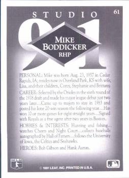 1991 Studio #61 Mike Boddicker Back