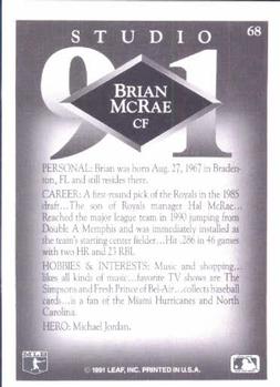 1991 Studio #68 Brian McRae Back
