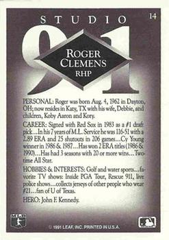 1991 Studio #14 Roger Clemens Back
