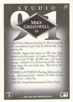 1991 Studio #15 Mike Greenwell Back