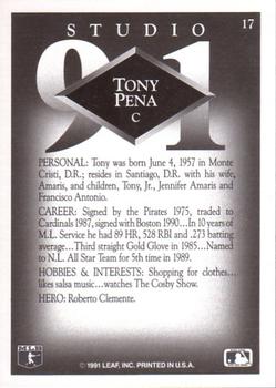 1991 Studio #17 Tony Pena Back