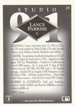 1991 Studio #29 Lance Parrish Back