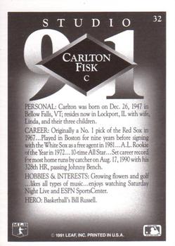 1991 Studio #32 Carlton Fisk Back