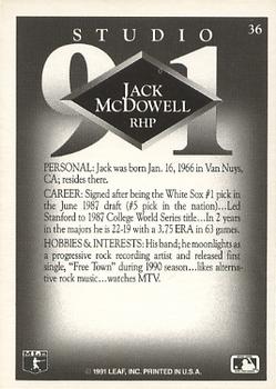 1991 Studio #36 Jack McDowell Back