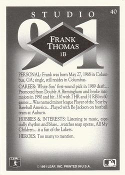 1991 Studio #40 Frank Thomas Back