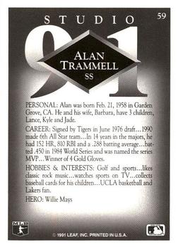 1991 Studio #59 Alan Trammell Back
