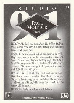 1991 Studio #73 Paul Molitor Back