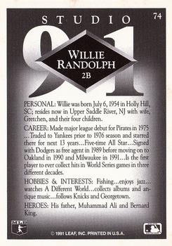 1991 Studio #74 Willie Randolph Back