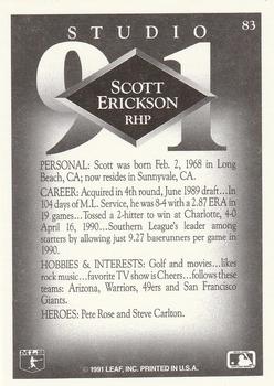 1991 Studio #83 Scott Erickson Back