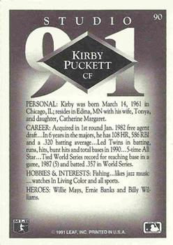1991 Studio #90 Kirby Puckett Back