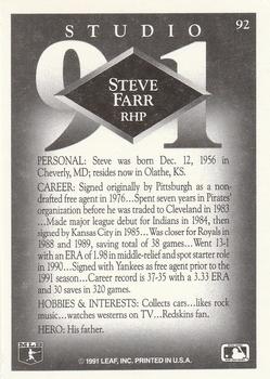1991 Studio #92 Steve Farr Back