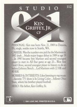 1991 Studio #112 Ken Griffey, Jr. Back