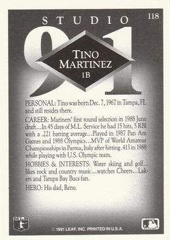1991 Studio #118 Tino Martinez Back